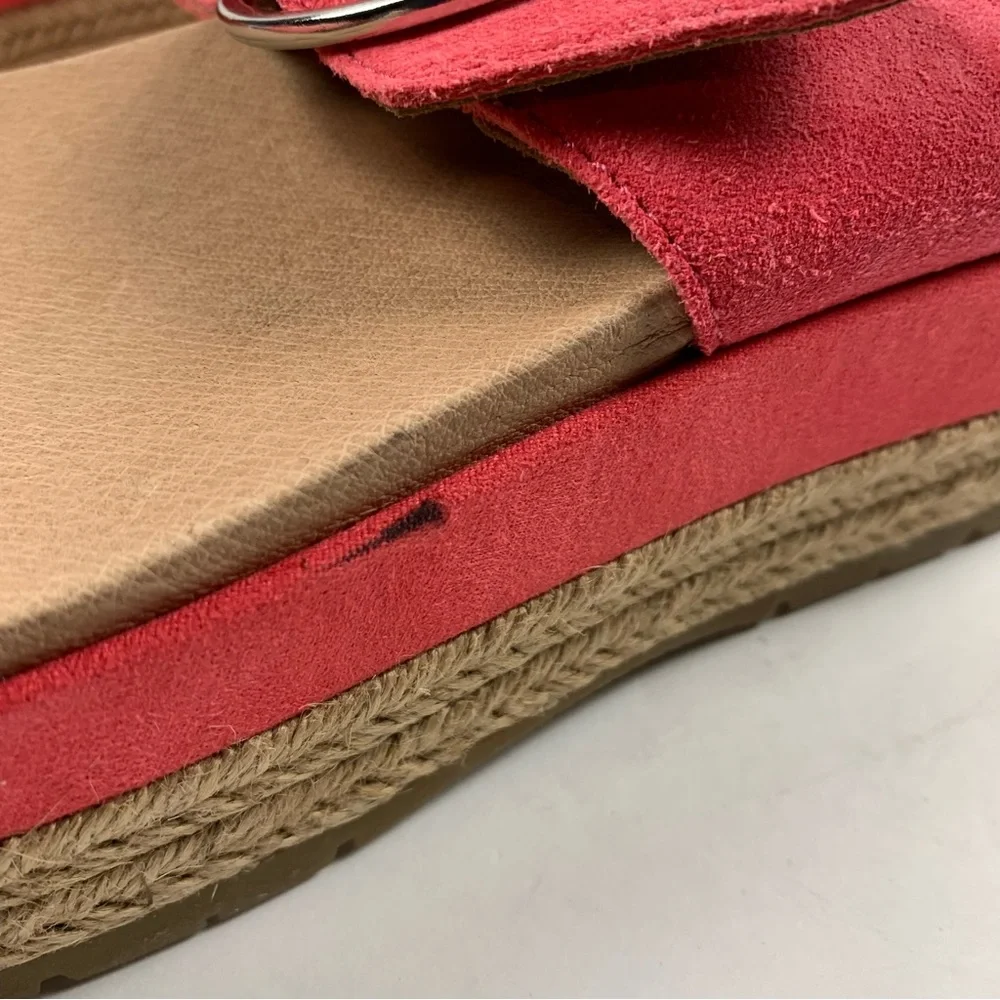 UGG April suede espadrille platform sandal coral pink 9.5 NWOB Flaw Mark 7230‎